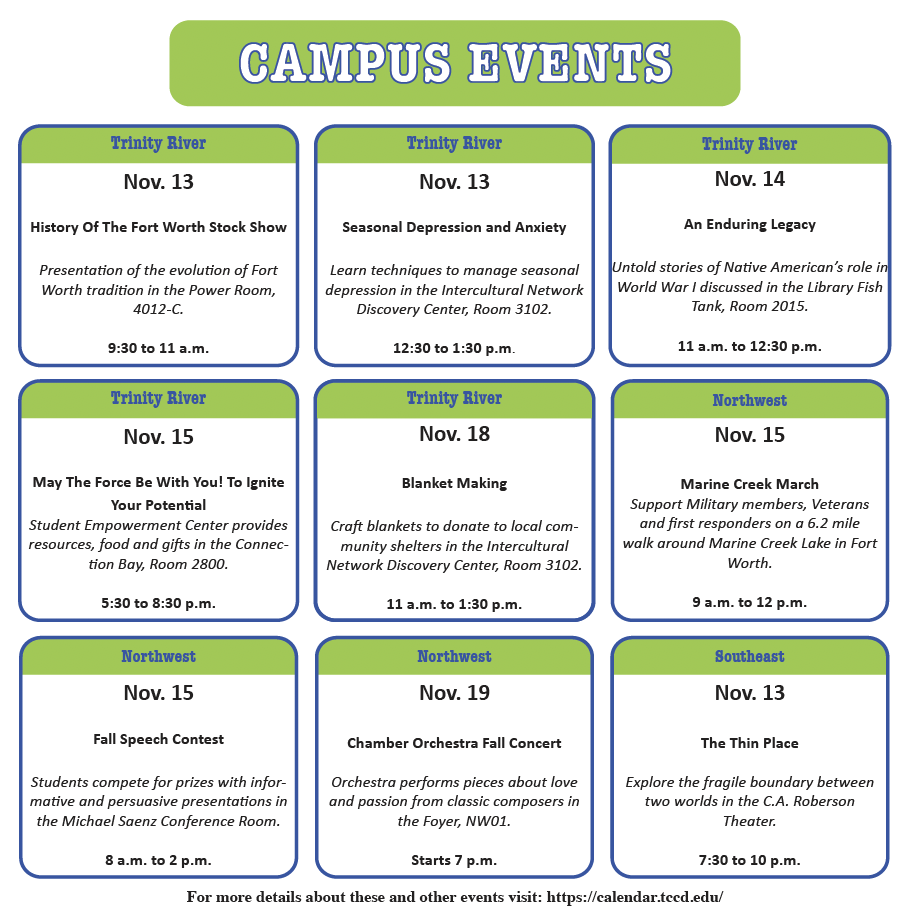 EVENT CALENDAR OF NOV. 13